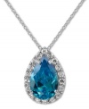A sparkling sensation. B. Brilliant's pretty pear-cut London blue cubic zirconia is encircled by clear cubic zirconias (5-1/2 ct. t.w.) and set in sterling silver. Approximate length: 18 inches. Approximate drop length: 3/4 inch. Approximate drop width: 1/2 inch.
