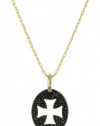 Mizuki 14k Gold and Silver Diamond Cut Out Square Cross Necklace