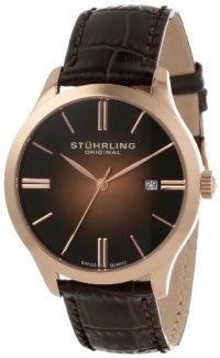Stuhrling Original Men's 490.3345K14 Classic Cuvette II Swiss Quartz Date Rose-Tone Watch Stuhrling Original Men's 490.3345K14 Classic Cuvette II Swiss Quartz Date Rose-Tone Watch