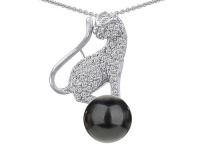 Original Star K(tm) Cat Pendant With 7mm Simulated Black Pearl in .925 Sterling Silver Original Star K(tm) Cat Pendant With 7mm Simulated Black Pearl in .925 Sterling Silver
