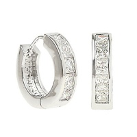 Studio 925 Capulet Princess Cut White CZ Sterling Silver Huggie Hoop Earrings Studio 925 Capulet Princess Cut White CZ Sterling Silver Huggie Hoop Earrings