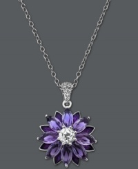 The perfect pick. With petals made of marquise-cut amethyst (4-7/8 ct. t.w.) and a round-cut white topaz center (1-1/5 ct. t.w.), Town & Country's beautiful bloom makes a poignant statement. Crafted in sterling silver. Approximate length: 18 inches. Approximate drop: 3/4 inch. The perfect pick. With petals made of marquise-cut amethyst (4-7/8 ct. t.w.) and a round-cut white topaz center (1-1/5 ct. t.w.), Town & Country's beautiful bloom makes a poignant statement. Crafted in sterling silver. Approximate length: 18 inches. Approximate drop: 3/4 inch.