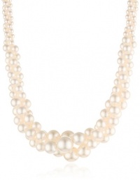 Colored Simulated Three Strand Twisted Pearl Necklace, 18