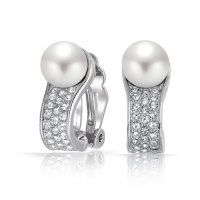 Great Gatsby Bling Jewelry Round White Faux Pearl Curved Crystal Silver Tone Clip On Earrings Great Gatsby Bling Jewelry Round White Faux Pearl Curved Crystal Silver Tone Clip On Earrings