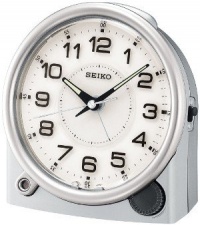 Seiko Bedside Alarm Clock Silver-Tone Metallic Case Seiko Bedside Alarm Clock Silver-Tone Metallic Case