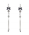Get flirty and feminine with Betsey Johnson. Drop earrings feature bow charms accented by dangling chains, crystals, and glass stones. Approximate drop: 3-1/2 inches.