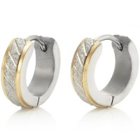 Sparkling Stainless Steel Mens Hoop Earrings Silver Gold Sparkling Stainless Steel Mens Hoop Earrings Silver Gold