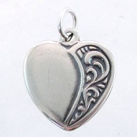 Little Heart Charm or Pendant with Filigree Design in Sterling Silver, #11442 Little Heart Charm or Pendant with Filigree Design in Sterling Silver, #11442