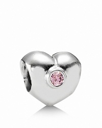 Pink cubic zirconia adds extra sparkle and eye-catching color to a polished silver PANDORA heart charm. Pink cubic zirconia adds extra sparkle and eye-catching color to a polished silver PANDORA heart charm.