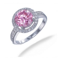 2.50 CT Pink and White CZ Ring in Sterling Silver (Available in Sizes 5 - 9)