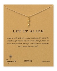 Dogeared's Let it Slide gold-dipped necklace reminds you to keep your cool inside while still looking cool on the outside. Dogeared's Let it Slide gold-dipped necklace reminds you to keep your cool inside while still looking cool on the outside.