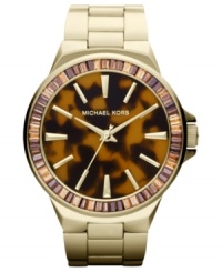 Tortoise accents create an earthy look to this Gramercy collection watch by Michael Kors. Tortoise accents create an earthy look to this Gramercy collection watch by Michael Kors.