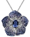 Fresh as a daisy. Kaleidoscope's exquisite flower pendant shines with the addition of purple, blue, and clear crystals with Swarovski elements. Setting and chain crafted in sterling silver. Approximate length: 18 inches. Approximate drop: 1-9/10 inches.