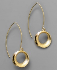 These delicate drop hoop earrings from AK Anne Klein adds a touch of youthful elegance to any ensemble. In goldtone mixed metal. Approximate drop: 2 inches. These delicate drop hoop earrings from AK Anne Klein adds a touch of youthful elegance to any ensemble. In goldtone mixed metal. Approximate drop: 2 inches.