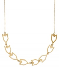 Add a hint of Southwestern appeal. Studio Silver's Chevron pendant necklace features an edgy cut-out arrowhead design. Set in 18k gold over sterling silver. Approximate length: 18 inches. Add a hint of Southwestern appeal. Studio Silver's Chevron pendant necklace features an edgy cut-out arrowhead design. Set in 18k gold over sterling silver. Approximate length: 18 inches.
