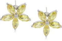 CZ by Kenneth Jay Lane Classic Cubic Zirconia Rhodium-Plated Marquise Flower Earrings CZ by Kenneth Jay Lane Classic Cubic Zirconia Rhodium-Plated Marquise Flower Earrings