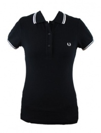 Fred Perry Women's Polo,Black/White,12 Fred Perry Women's Polo,Black/White,12
