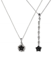 Convertible chic. This 14k white gold necklace from Diversa by EFFY Collection offers added appeal with a pendant made of black (1/10 ct. t.w.) and white diamond accents that can be worn two ways for a stylish twist. Approximate length: 18 inches. Approximate drop length: 1-3/4 inches or 1/2 inch. Approximate drop width: 1/3 inch. Convertible chic. This 14k white gold necklace from Diversa by EFFY Collection offers added appeal with a pendant made of black (1/10 ct. t.w.) and white diamond accents that can be worn two ways for a stylish twist. Approximate length: 18 inches. Approximate drop length: 1-3/4 inches or 1/2 inch. Approximate drop width: 1/3 inch.