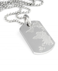 You're world-class and you know it. Stainless steel dog tag by Simmons Jewelry Co. features laser-engraved world map and ball chain. Approximate length: 30 inches. Approximate drop: 2 inches. You're world-class and you know it. Stainless steel dog tag by Simmons Jewelry Co. features laser-engraved world map and ball chain. Approximate length: 30 inches. Approximate drop: 2 inches.