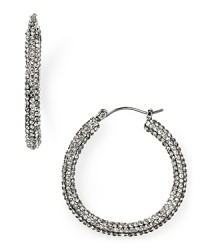 These ABS by Allen Schwartz pave hoop earrings are a jewelry box staple. Keep them handy for evening events that call for a little elegance. These ABS by Allen Schwartz pave hoop earrings are a jewelry box staple. Keep them handy for evening events that call for a little elegance.