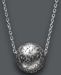 Get on the ball. This stylish Studio Silver pendant features a playful, round ball shape crafted from glittering sterling silver and strung from a matching chain. Approximate length: 16 inches. Approximate drop: 1/3 inch. Get on the ball. This stylish Studio Silver pendant features a playful, round ball shape crafted from glittering sterling silver and strung from a matching chain. Approximate length: 16 inches. Approximate drop: 1/3 inch.
