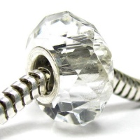 Sterling Silver Birthstone Clear Crystal European Bead Charm April Sterling Silver Birthstone Clear Crystal European Bead Charm April