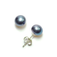 Black Freshwater Cultured Pearl Button Stud Earrings with Sterling Silver Posts (6.5-7mm ) Black Freshwater Cultured Pearl Button Stud Earrings with Sterling Silver Posts (6.5-7mm )