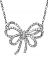 Get wrapped up with this sweet 14k white gold bow pendant shimmering with round-cut diamonds (1/2 ct. t.w.). Approximate length: 16 inches. Approximate drop: 1/2 inch.