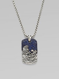 A contemporary dog tag design set in sterling silver and sapphire.SapphireSterling silverLength, about 22Imported A contemporary dog tag design set in sterling silver and sapphire.SapphireSterling silverLength, about 22Imported