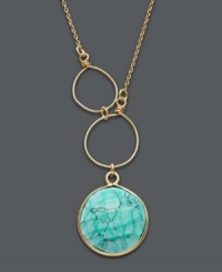 Embrace those sweet, summer vibes. Studio Silver's exotic pendant necklace combines a breezy double circle design with a resin stone pendant in a bold turquoise hue. Set in 18k gold over sterling silver. Approximate length: 2 inches. Approximate drop: 2 inches. Embrace those sweet, summer vibes. Studio Silver's exotic pendant necklace combines a breezy double circle design with a resin stone pendant in a bold turquoise hue. Set in 18k gold over sterling silver. Approximate length: 2 inches. Approximate drop: 2 inches.