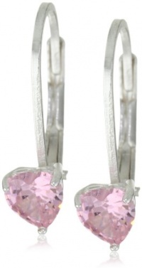 Disney Princess Sterling Silver Pink Heart Cubic Zirconia Lever Back Earrings Disney Princess Sterling Silver Pink Heart Cubic Zirconia Lever Back Earrings