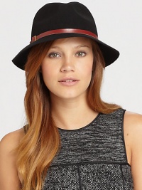 Relaxed fedora style crafted from fine wool felt with leather belt detail and antique brass hardware.WoolOne size fits mostSpot cleanImported Relaxed fedora style crafted from fine wool felt with leather belt detail and antique brass hardware.WoolOne size fits mostSpot cleanImported