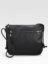 Medium leather messenger with interlocking G detail and dark palladium hardware. Top zip closure Adjustable shoulder strap Front zip pocket Interior zip, cell phone, PDA pockets Cotton/linen lining 15W X 12.6H Made in Italy Medium leather messenger with interlocking G detail and dark palladium hardware. Top zip closure Adjustable shoulder strap Front zip pocket Interior zip, cell phone, PDA pockets Cotton/linen lining 15W X 12.6H Made in Italy