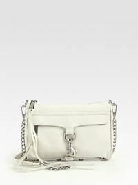 Versatility defines this easy shape of butter-soft leather, topped off with polished hardware and a removable chain strap.Removable chain and leather shoulder strap, 22 dropTop zip closureOne outside zip pocket with flap and hook closureProtective metal feetOne inside zip pocketCotton lining8¼W X 6½H X 1¾DImported Please note: Hardware may vary Versatility defines this easy shape of butter-soft leather, topped off with polished hardware and a removable chain strap.Removable chain and leather shoulder strap, 22 dropTop zip closureOne outside zip pocket with flap and hook closureProtective metal feetOne inside zip pocketCotton lining8¼W X 6½H X 1¾DImported Please note: Hardware may vary