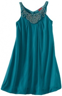 Ruby Rox Kids Girls 7-16 Trapeze W Neck Trim Dress, Teal/Gold, Medium Ruby Rox Kids Girls 7-16 Trapeze W Neck Trim Dress, Teal/Gold, Medium