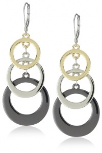 Anne Klein Mixed Metal Gold-Tone and Hematite Plated Drop Earrings Anne Klein Mixed Metal Gold-Tone and Hematite Plated Drop Earrings