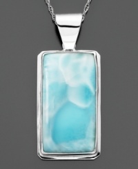 A larimer pendant with sky-blue beauty, set in sterling silver. Approximate length: 16 inches + 2-inch extender. Approximate drop: 2 inches. A larimer pendant with sky-blue beauty, set in sterling silver. Approximate length: 16 inches + 2-inch extender. Approximate drop: 2 inches.