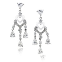 Studio 925 Amour Double Heart Cubic Zirconia Sterling Silver Chandelier Earrings Studio 925 Amour Double Heart Cubic Zirconia Sterling Silver Chandelier Earrings