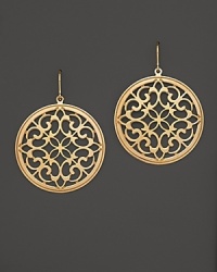 Inspired by a wrought iron garden gate, these 14K. gold earrings are beautiful classics. Inspired by a wrought iron garden gate, these 14K. gold earrings are beautiful classics.