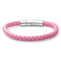 Oxford Ivy Braided Pink Leather 6mm Bracelet with Stainless Steel Locking Clasp 7 1/2 inches Oxford Ivy Braided Pink Leather 6mm Bracelet with Stainless Steel Locking Clasp 7 1/2 inches