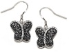 Original Star K(tm) Black and White Cubic Zirconia Butterfly Earrings in 925 Sterling Silver