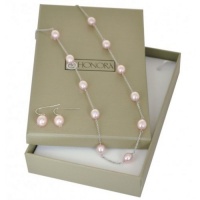 Honora Sterling Silver Pink Pearl Necklace With Pink Pearl Drop Earring Box Set Honora Sterling Silver Pink Pearl Necklace With Pink Pearl Drop Earring Box Set