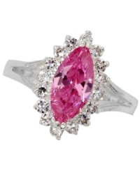 Think pink. City by City's ultra-feminine and super sparkly ring highlights a marquise-cut pink crystal surrounded by round-cut clear crystals. Set in silver tone mixed metal. Size 7. Think pink. City by City's ultra-feminine and super sparkly ring highlights a marquise-cut pink crystal surrounded by round-cut clear crystals. Set in silver tone mixed metal. Size 7.