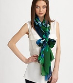 EXCLUSIVELY AT SAKS. A colorful floral print on luxurious silk. SilkAbout 28 X 110Dry cleanMade in Italy