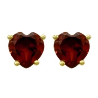 14k Yellow Gold Heart-Shaped Garnet Stud Earrings 14k Yellow Gold Heart-Shaped Garnet Stud Earrings