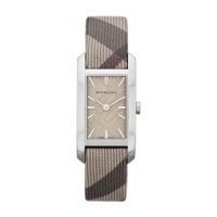 Streamlined sophistication. This sleek timepiece from Burberry boasts iconic check patterns and Swiss precision. Streamlined sophistication. This sleek timepiece from Burberry boasts iconic check patterns and Swiss precision.