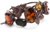 Betsey Johnson Iconic Autumn Crystal Gem and Leaves Hinged Bangle Bracelet