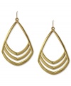 Cutting style, by Vince Camuto. These teardrop earrings feature cut-out detail for eye-catching appeal. Crafted in gold tone mixed metal. Approximate drop: 2-3/4 inches.