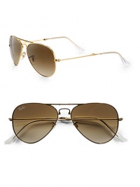 Classic metal aviator sunglasses fold to fit into your pocket. Available in silver with grey gradient lens or gold with brown gradient lens.Metal temples100% UV protectionMade in Italy 