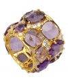 Cover your digits with a couture-inspired style from CRISLU! Crafted in 18k gold over sterling silver, this glam cocktail ring boasts 40 carats worth of cubic zirconia in candy-colored lavender. Sizes 7 and 8.
